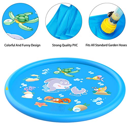 Aitey Splash Pad for Toddlers, 68" Kids Sprinkler for Outside Fun Water Play Mat Toys for Big Kids Babies Toddlers - Thumbnail 4