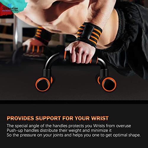 Image of Wearslim Professional Non-Slip Push-Up Bars - Foam Padded and Angled Grip Push-Up Stands for Chest, Back, Shoulders, and Arms