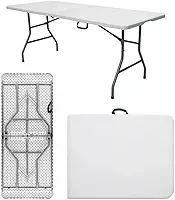 Mesa Dobrável Vira Maleta Com Alça Portátil 1.80m Para Camping Pesca Jardim Área Externa Ou Interna Salão De Festas Gourmet Luvinco (Branco)