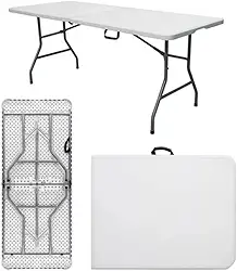 Mesa Dobrável Vira Maleta Com Alça Portátil 1.80m Para Camping Pesca Jardim Área Externa Ou Interna Salão De Festas Gourmet Luvinco (Branco)