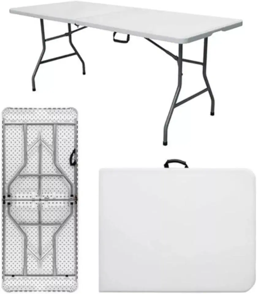 Mesa Dobrável Vira Maleta Com Alça Portátil 1.80m Para Camping Pesca Jardim Área Externa Ou Interna Salão De Festas Gourmet Luvinco (Branco)