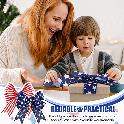 2 Rolls 20 Yard Red White And Blue Ribbon Patriotic Star And Striped Wired Ribbon Royal Blue Usa Ribbon Diy Crafts For 4Th Of July, Independence Day, Memorial Day (Red, Beige, White, Blue, 2 Inch) #TOP5