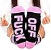 Socks FUCK OFF Ribbed Knit Half Crew Socks Fall Winter Ferbia Unisex Embroidery Swear Word Curse Printed Stockings