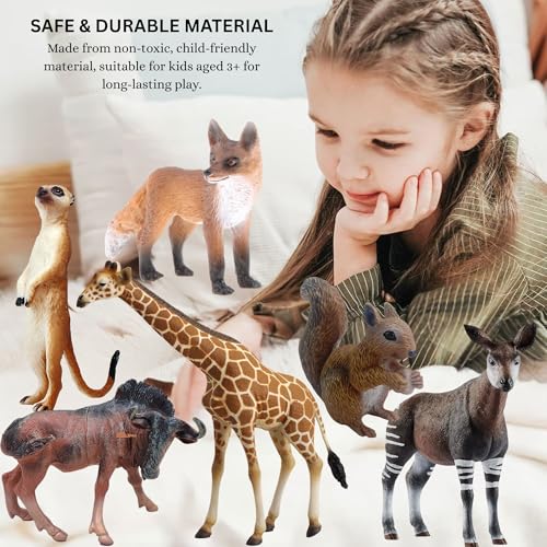 Image of 6 PCS Realistic Wild Jungle Animals Toys for Kids 3+ | Attractive Forest Farm Animals Toy Action Figurine Playset for Boys and Girls Birthday Gifts for Children Educational & Decoration Items