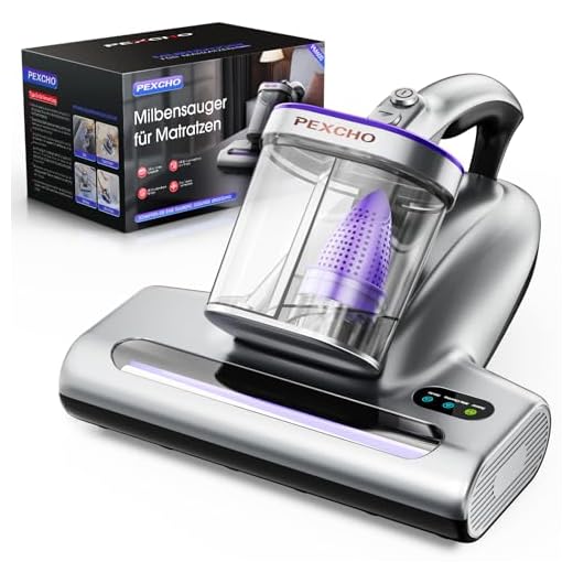 PEXCHO Battimaterasso con Luce UV, Filtro HEPA e Asciugatura a 65℃, 500W Aspirapolvere per Materassi Rimuove il 99% degli Allergeni, Pulisci Materasso, Divano, Tessuti e Letti