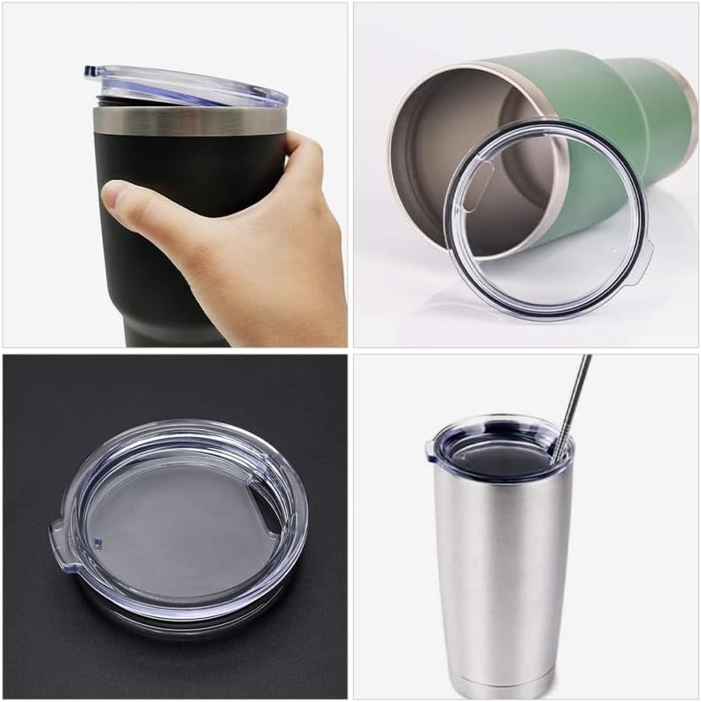 COLLBATH 2 Pack Tumbler Lids 3.34 in Leakproof Plastic Tumbler Cover Replacement for Insulated Mugs Reusable Cup Lid for Food Storage Transparent Sealed Top