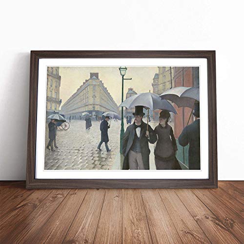 Image of Gustave Caillebotte Paris Street on a Rainy Day Framed Print Walnut A4