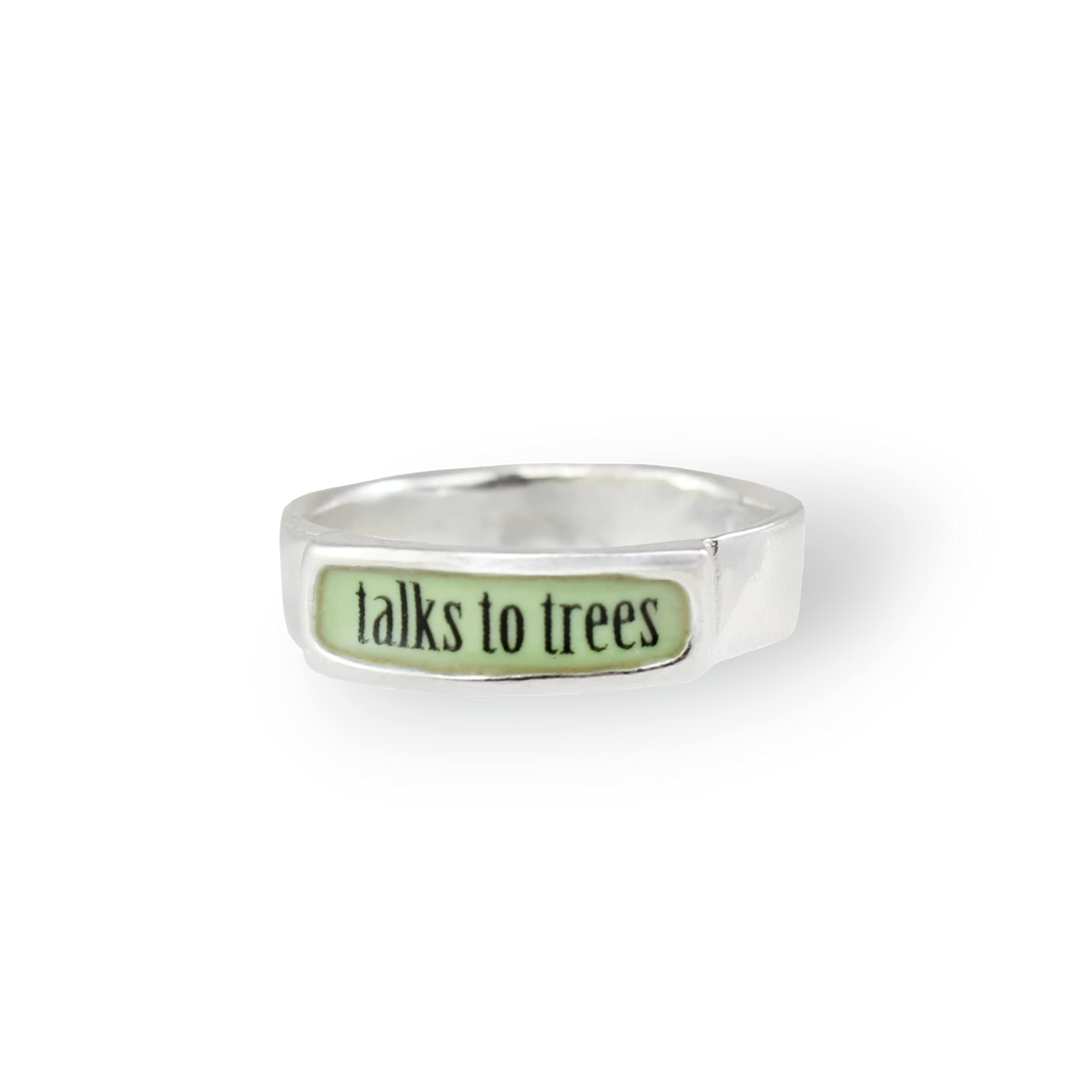 Mark Poulin Sterling Silver and Enamel Talks to Trees Band Ring for Men and Women