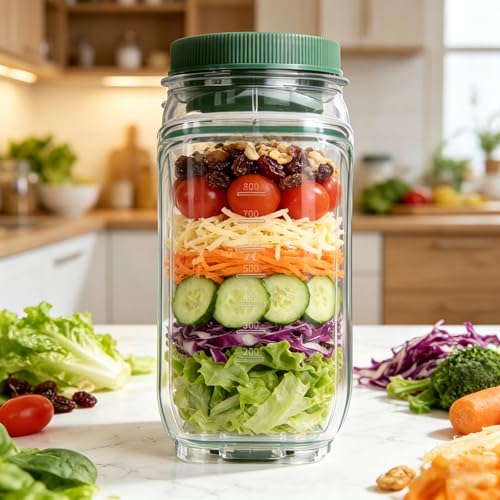 Leak-Proof 35oz Salad Jar with Dressing Cup