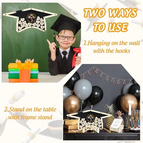JarThenaAMCS 105Pcs 2026 Graduation Guest Book Alternative Set Graduation Hat Guestbook with Wood Heart Slices Photo Frame Keepsake for Congrats Grad Party — view 4