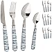 alles-meine.de GmbH 16 TLG. Besteckset - aus Edelstahl - Streifen Muster - blau & weiß - rostfreier Stahl / Edelstahl - spülmaschinenfest - für 4 Personen - je 4 Stück __ Gabel +..