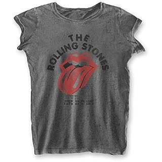 The Rolling Stones ‘New York City 75’ (Gris) T-Shirt Burnout pour Femme - Les Beatles, Paul McCartney, John Lennon, RIngo Starr, George Harrison