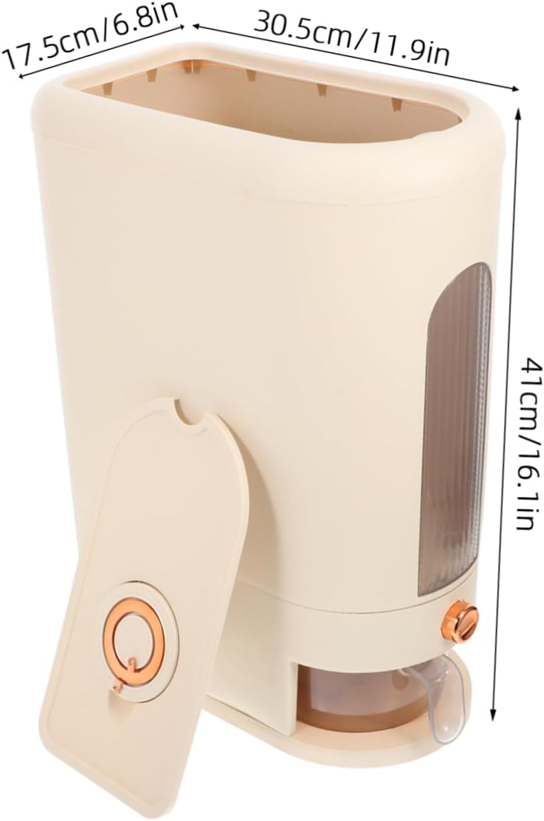 Airtight Rice Storage Container Measuring Cup Rice Dispenser for Cereal and Flour 5L Food-Grade Plastic for Kitchen Organization