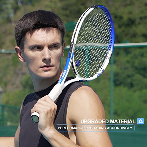 OPPUM 27 inch Pro Tennis Racket for Adults Student Women and Men Rackets Training Tennis Racquet,Super Lightweight Easy Control Racket with Carry Bag (2pcs Rackets (Blue+Red))