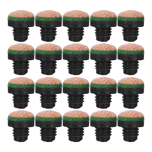 JUMPLAWN 20pcs Pool Stick Tips Replacement: Replacement Tip For Pool Cue Sticks - Screw-On Billiard Leather Snooker Attachments 