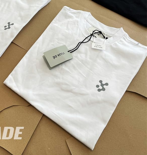 GenericWhite Black VUJADE VD Logo T Shirt 1:1 Oversized Tear Print Top Tees Heavy Fabric T-shirts (1, XL-4)