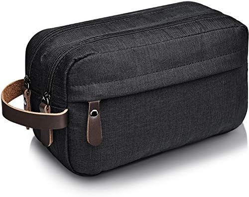 WANDF Toiletry Bag Small Nylon Dopp Kit Shaving Kit Lightweight Shaving Bag for Men and Women (A-Denim Grey)