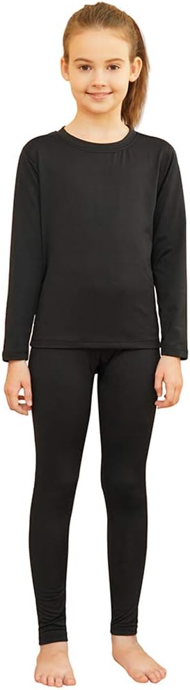 Girls Thermal Underwear Set Ultra Soft Fleece Lined Kids Long Johns Top Bottom Thermals Kids Base Layer Winter Warm