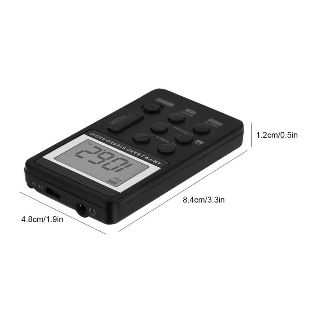 C- Mini Radio Receptor de Radio de Bolsillo estéreo Am/FM de Doble Banda portátil con Pantalla LCD y Auriculares y batería Recargable para Caminar, Trotar, Hacer Ejercicio,Blanco
