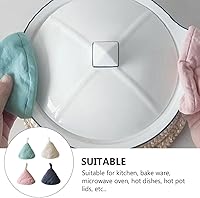 Vista 2 de Cabilock Manopla de horno para horno, 4 unidades, de algodón, soporte para mango caliente, triangular, para sartén sin sartén, tapas de silicona