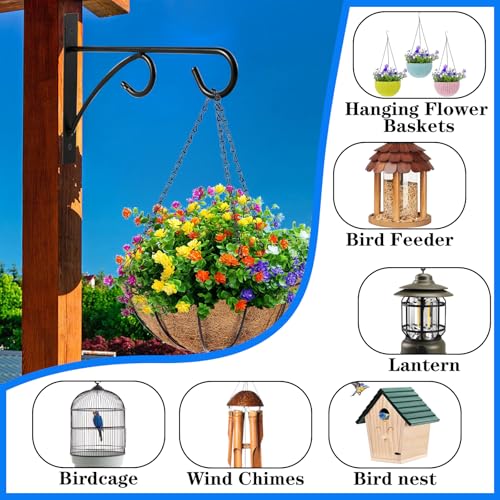 LOVYNO 4Pcs Outdoor Bird Feeder Hanger Hooks, 8 Inch Heavy Duty Metal Rust-Resistant Bird Feeder Bracket for Hanging Flower Baskets, Wind Chimes, Bird Feeders, Planters & Lights by LOVYNO - Image 3