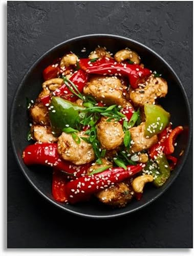 Canvas Wall Art for Bathroom Schezwan Chicken Dragon Chicken black