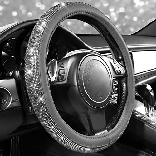 image for CAR PASS Bling Diamond Leather Steering Wheel Cover, with Bling Sparkl