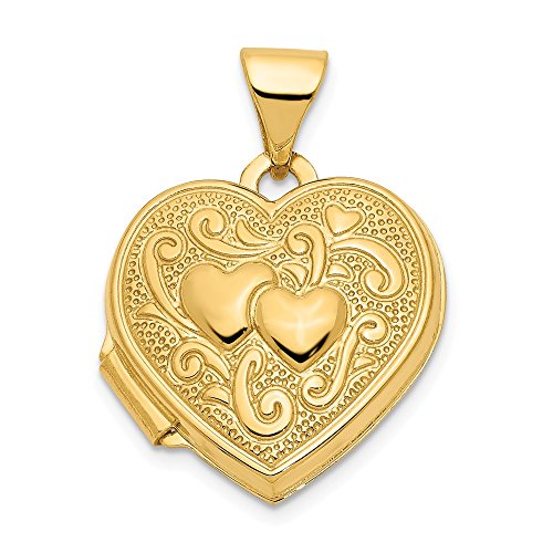 14k Yellow Gold Double Heart Photo Pendant Charm Locket Chain Necklace That Holds Pictures Fine Jewelry For Women Gifts For Her