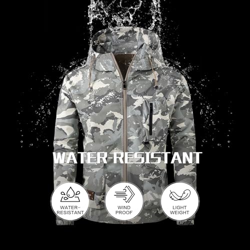 Men’s Water-Resistant Windproof Rain Jacket 4 Pockets Outdoor Windbreaker Relaxed Fit for Spring&Fall2