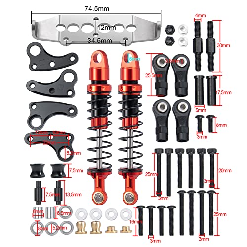 RCHUBAM 80mm RC Shock Absorber Damper 2pcs Rear Cantilever Suspension Kit TRX-4 Absorber Upgrade Parts for 1/10 Scale TRX-4 RC Crawler Car