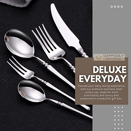 DAFFODILY® Talin Premium 20-Piece Cutlery Set - Elegant Silverware for 4 - Dishwasher Safe with Mirror Finish - Perfect Flatware for Weddings - Image 4