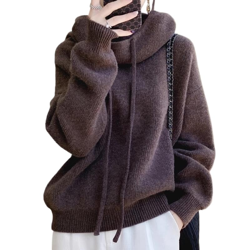 Womens Turtleneck Sweater Oversized Ribbed Knit Loose Long Sleeve Mock Neck Pullover Sweater Cozy Fall Sweaters