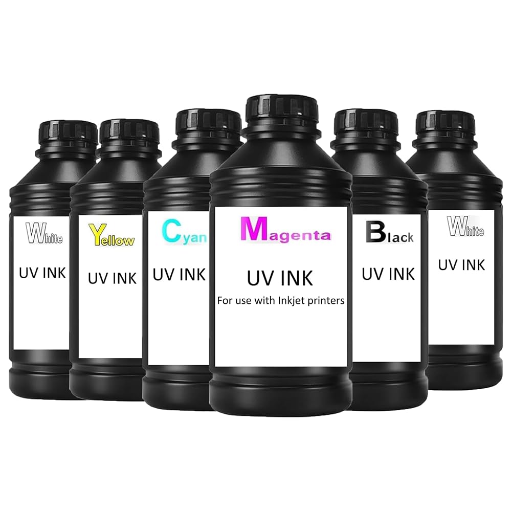 Inchiostro per A3/A4 stampante UV, inchiostro UV, CMYKWW, colore, 6 bottiglie Set, 500ml per bottiglia