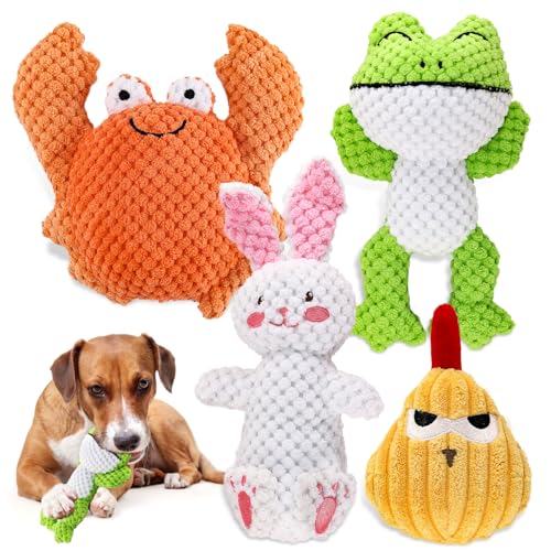 Cielbleu 4 PCS Giochi per Cani Squeak Interattivi, Peluche per Cani Interattivo Giochi per Cani per Cani di Piccola e Media Taglia