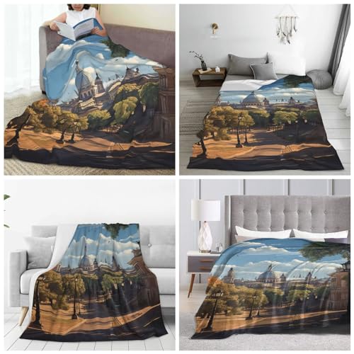 Couverture en micro polaire ultra douce Park, plaid de lit haute densité
