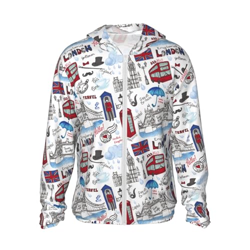 London Landmark2 Print Men'S Women Full Zip Sun Protection Long Sleeve Sun Shirts For Men Hiking Fishing-