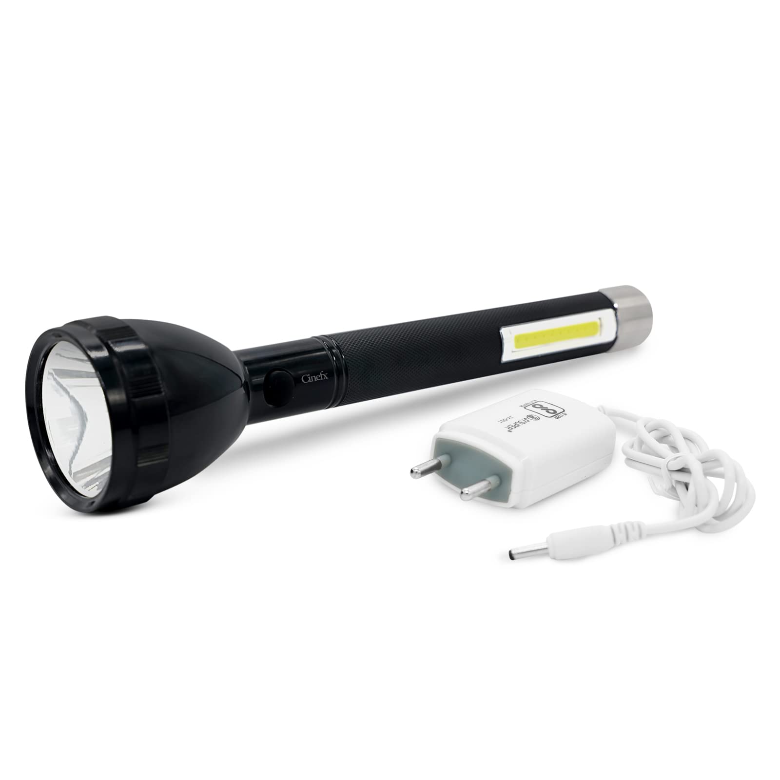 4in1 high Power Long Range USB Flash Light with 50 watt Laser Beam with Back Table Light of Black Colour