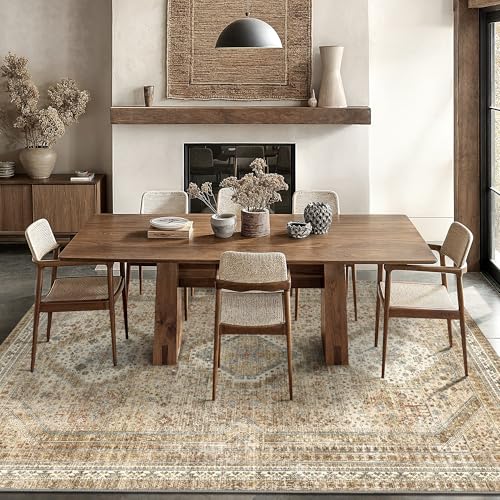 GENIMO 3x5 Vintage Area Rug, Machine Washable, Non Slip & Low Pile Lightweight for Living Room, Entryway, Bedroom, Kitchen