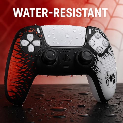 Image of DEADSKULL - Spidy Edition Protective Cover Case Compatible with PlayStation DualSense Anti-Slip PS5 Remote Skin, PS 5 Controller Accessories,Silicone Sleeves Set (Red & White)