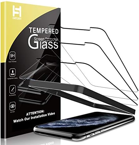 HATOSHI 3 Pack Screen Protector Designed for iPhone 11 Pro Max, iPhone XS Max Tempered Glass Film- Alignment Tray Easy Installation Case Friendly HD Clarity Bubble Free 9H Glass Screen 6.5-inch