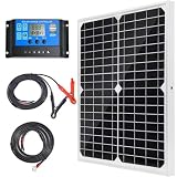 20W 12V Monocrystalline Solar Panel, Solar Panel Kit with 10 A Solar Charger Charge Controller Photovoltaic Systems Solar Powered for Caravan, Camper, Boat
