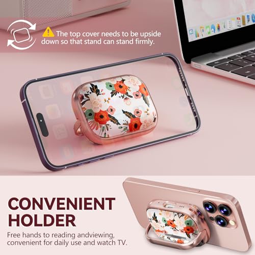 Image of Inesore for AirPods Pro 2nd /1st Case (2023-2019)-White Peony | with Safty Lock,Two-Piece Design,with Gold Keychain & Clean Pen,Support Wireless Charging,Cute Luxury Case for Women Girly