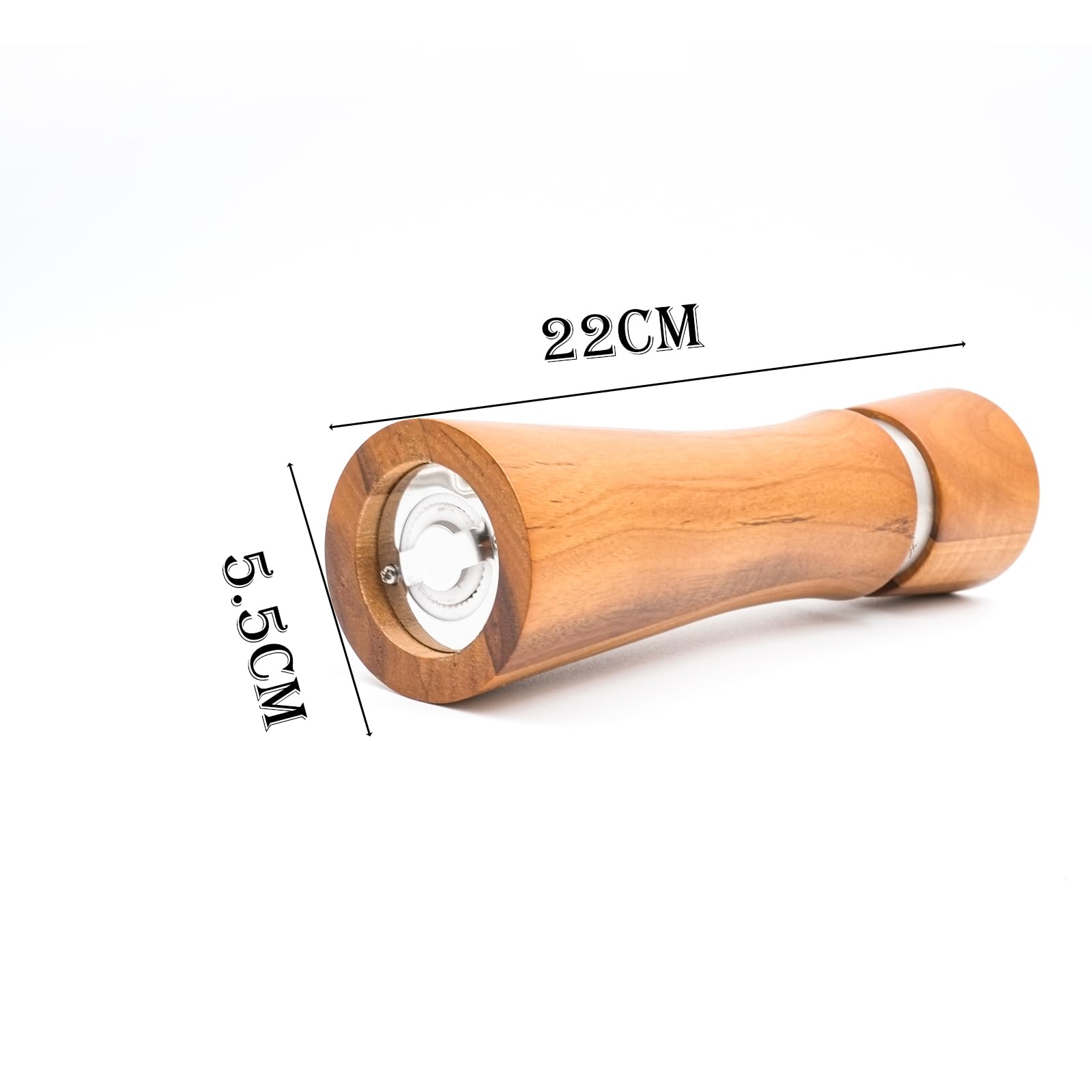 Macinapepe E Sale In Legno Di Acacia | Mulino Manuale Con Meccanismo Ceramica | 22 Cm Con Vassoio - Foto 5