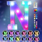Light Up Colorful LED Marquee Letter Lights, 18 Colors Changing Alphabet Letters Sign with Remote...