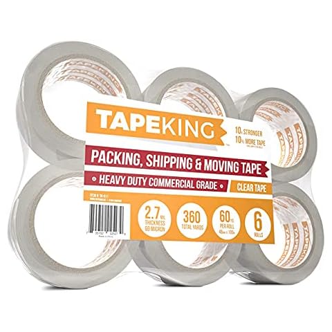 Tape King Clear Packing Tape - 60 Yards Per Roll (Pack of 6 Rolls) - Stronger & Thicker 2.7mil, Heavy Duty Adhesive Industrial Depot Tapes for Moving Packaging Shipping, Office & Storage Cover
