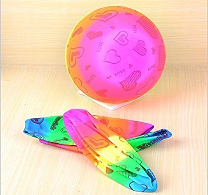 king shine Standard Colorful Rainbow Color Inflatable Beach Ball (Pack of 2) 1