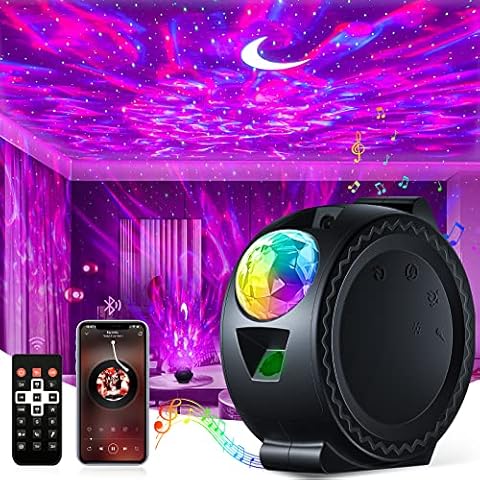Star Projector Galaxy Night Light - Nebula Starlight Projector for Bedroom Starry Lamp with Remote Control Bluetooth Ocean Wave Light for Home Room Decor (Black) Cover