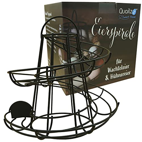Quailzz - Eierspirale für Wachtel- & Hühnereier - Eierspender, Eierständer, Eierhalter - bis zu 34 Wachteleier oder 18 Hühnereier – stylische Eieraufbewahrung für Küche & Stall