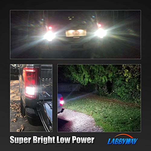 LABBYWAY Pack of 4 1000 Lumens Super Bright 3014 54-EX Chipsets 3056 3156 3057 3157 4157 LED Bulbs with Projector for Reverse Back Up Lights DRL Turn Signal Lights Tail Brake Lights, Xenon White
