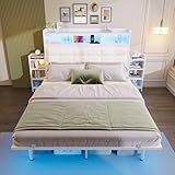 【Robuste et Durable】: Composé d'un cadre de lit plateforme en métal , plus robuste et durable, garantissant son excellente capacité de charge. offrant un soutien optimal pour votre matelas en latex, en mousse à mémoire de forme ou à ressorts.Aucun sommier à ressorts requis，Les pieds de lit cachés protègeront vos pieds des chocs, ce lit led 140x190 dispose de 30 cm de dégagement au sol，Le robot aspirateur passera facilement sous le lit 2 personnes led pour le nettoyage.